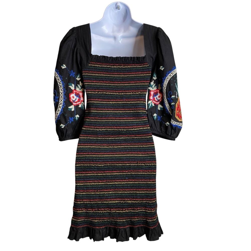 Never Fully Dressed Women’s Chi Chi‎ Dress Size 4 Floral Embroidery Puff Sleeves - Picture 2 of 11
